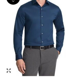 Kenneth Cole Reaction Men's Navy Slim Fit Dress Shirt